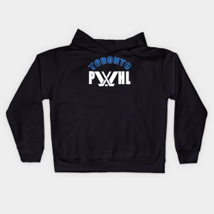 Gradient blue Toronto with white pwhl logo Kids Hoodie